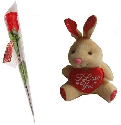 58% OFF on Indigo Creatives Cute I Love You Teddy Bear Car Hanging Soft Toy with Rose Valentine Gift Set