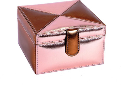 10% OFF on Treasure Hunt Gold-Copper Leatherite - Small Makeup, Jewellery Vanity Box Gold, Beige