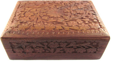 34% OFF on Pindia Beautiful Top Carved Designer Rectangle Medium Jewellery Vanity Case Brown