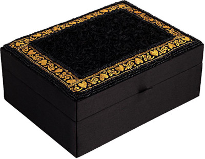 7% OFF on Fair Crafts Black Ribbon Embroidered Makeup And Jewellry Vanity Box Black
