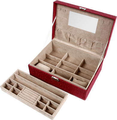 53% OFF on Uberlyfe Large Classy 2 Level Jewellery Box Vanity Case Pink