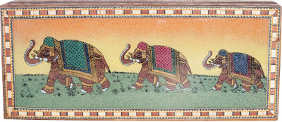 59% OFF on R S Jewels Gemstone Elephant Painting Wooden Driy Fruits Jewellery Vanity Box Multicolor