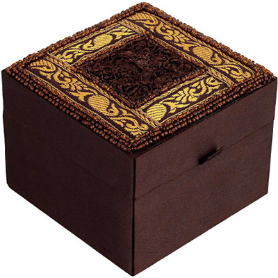 20% OFF on Fair Crafts Brown Ribbon Embroidered Makeup And Jewellry Vanity Box Brown