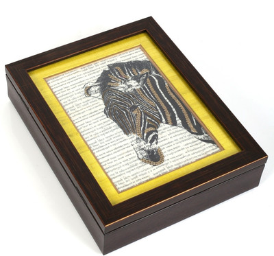 Cherrytin Large Sequined Zebra Box Vanity Wooden Box Black, White