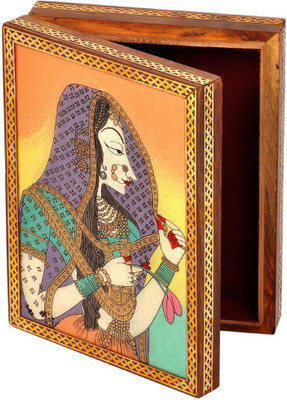 16% OFF on UFC Mart Gemstone Powder Bani Thani Painting Makeup Vanity Wooden Box Brown