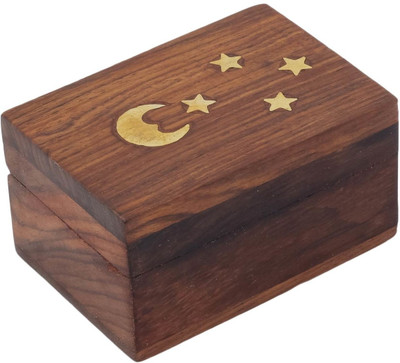 40% OFF on Crafts'man Beautiful Carving on Wood Handmade Jewellery Vanity Box Brown