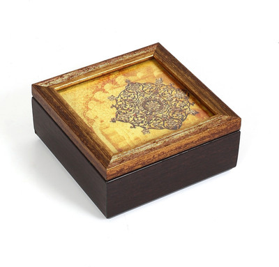 Cherrytin Small Zardozi Box - Yellow Vanity Wooden Box Yellow Cherrytin Small Zardozi Box - Yellow Vanity Wooden Box Yellow