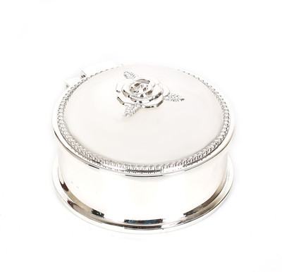 CherryTin Plated Coin Jewellery Vanity Case White, Silver CherryTin Plated Coin Jewellery Vanity Case White, Silver
