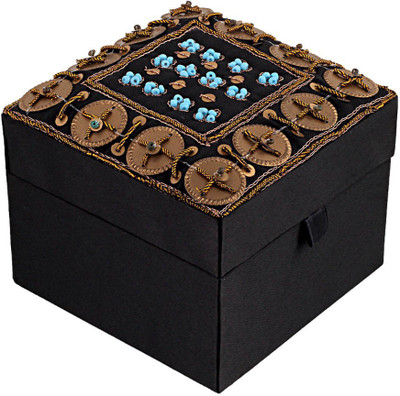 20% OFF on Fair Crafts Black & Blue Coin Embroidered Makeup And Jewellry Vanity Box Black & Blue