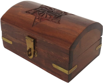 33% OFF on Pindia Wooden Home Decor Wedding Multipurpose Gift Fancy Storage Organizer Jewellery Vanity Case Brown, Gold