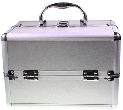 50% OFF on Pride Beauty with Folding Compartments Storing Make Up Items Vanity Case Silver