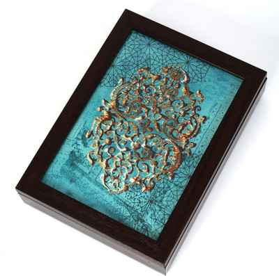 Cherrytin Large Zardozi Box - Blue Vanity Wooden Box Blue