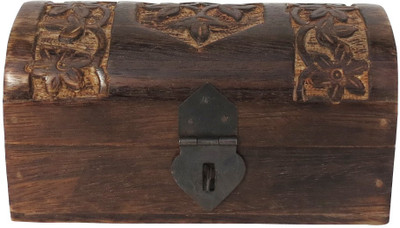 33% OFF on Pindia Wood Fancy Design Cutter Work Home Decor Wedding Gift Chest Storage Jewellery Vanity Case Brown