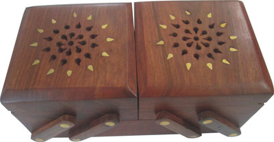 20% OFF on EverGreen Designer Decorative Sliding Makeup and Jewellery Vanity Box Brown