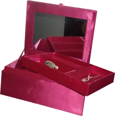 6% OFF on KE KEWM-1051 This Jewellery box is a functional way to store jewellery and these boxes are lined with soft velvet to protect jewellery and keep it from being scratched. Vanity Jewellery Box Silver, Pink