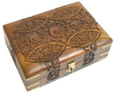 29% OFF on Pindia Box Wooden Gift Showpiece Wedding Indian Art Antique Jewellery Vanity Case Brown, Gold
