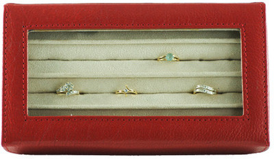 GoGappa Posh Leather Ring Display Case - Rich Red Jewellery Vanity Case Rich Red
