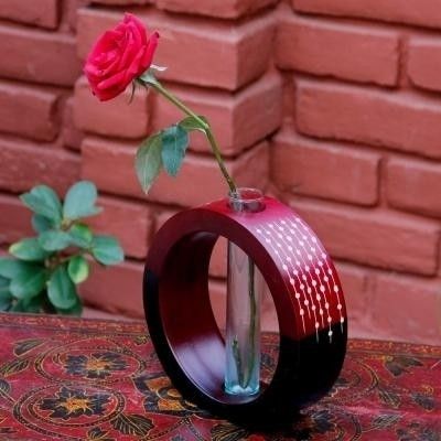 14% OFF on Tokenz Dual Tone Round Tube Flower Wooden Vase