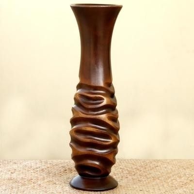 14% OFF on Tokenz Zigzag Pattern Flower Wooden Vase