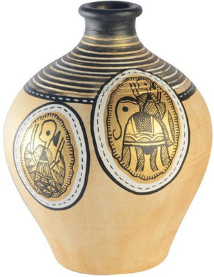 41% OFF on ExclusiveLane Handpainted Warli Matki Neck Natural Terracotta Vase