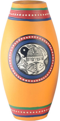 ExclusiveLane Terracotta Handpainted Madhubani Dholak 6 inch Terracotta Vase ExclusiveLane Terracotta Handpainted Madhubani Dholak 6 inch Terracotta Vase