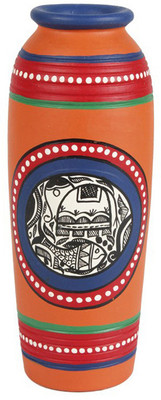 30% OFF on ExclusiveLane Terracotta Handpainted Madhubani Tappered 6 inch Terracotta Vase