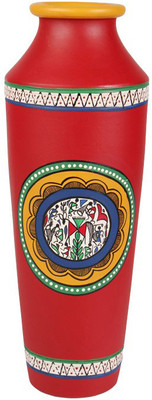 47% OFF on ExclusiveLane Terracotta Handpainted Warli Tappered 12 inch Terracotta Vase