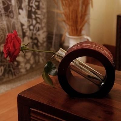 21% OFF on Tokenz Slanting Two Tone Bud Flower Wooden Vase