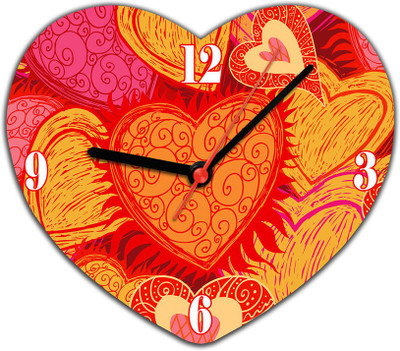 53% OFF on Lovely Collection Hearts Art Analog Wall Clock Multicolor