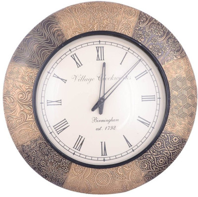 Sheela's Arts & Crafts Designer Analog Wall Clock Brown, Black