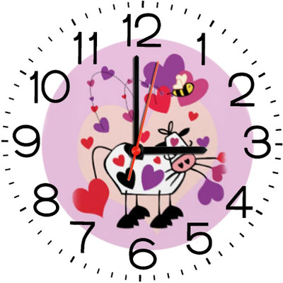 23% OFF on Ellicon B248 Cute Cow With Hearts Analog Wall Clock White