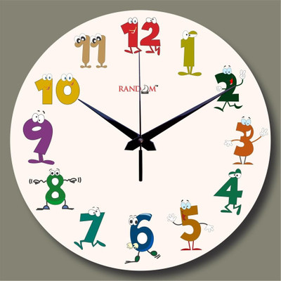 Random Cartoon Numbers Analog Wall Clock Multicolor Random Cartoon Numbers Analog Wall Clock Multicolor