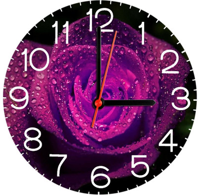 28% OFF on Ellicon 312 Rose Purple Flower Analog Wall Clock White