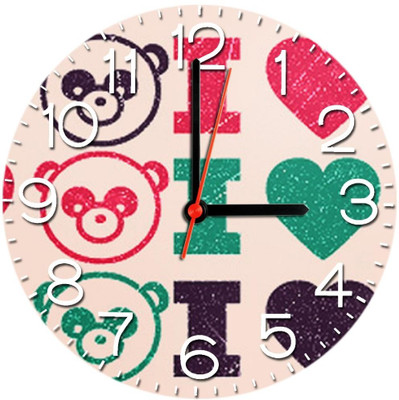 28% OFF on Ellicon 380 I Love Teddy Analog Wall Clock White