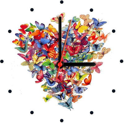 28% OFF on Ellicon 93 Heart Of Butterflie Analog Wall Clock White