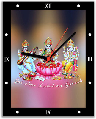 40% OFF on Lovely Collection Saraswati Lakshmi Ganesh Analog Wall Clock Multicolor