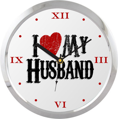 31% OFF on Shopping Monster Designer Love My Husband Analog Wall Clock Silver