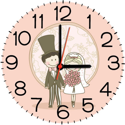 23% OFF on Ellicon B170 Just Married Cute Couple Analog Wall Clock White