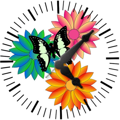 28% OFF on Ellicon 28 Flower And Butterflie Analog Wall Clock White