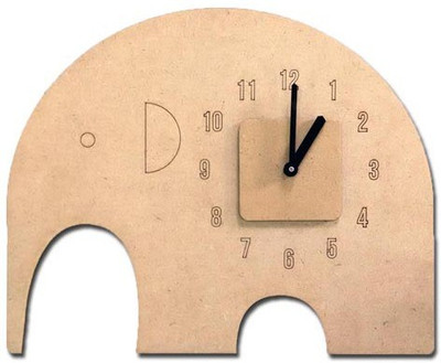 33% OFF on Maker Studio Cute Elephant Laser Cut Analog Wall Clock Light Cream