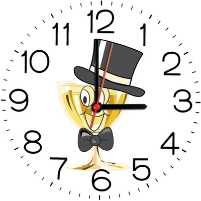 23% OFF on Ellicon B94 Wine Cup Funny Cartoon Analog Wall Clock White