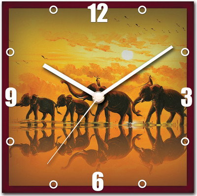 41% OFF on StyBuzz Artistic Elephant in Row Analog Wall Clock Multicolor