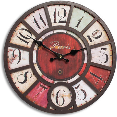 45% OFF on Painting Mantra Vintage Paris Embosed MDF Analog Wall Clock Brown