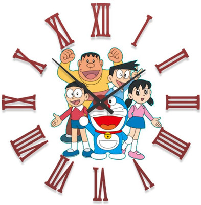 23% OFF on Ellicon B32 Doraemon With Gang Analog Wall Clock White