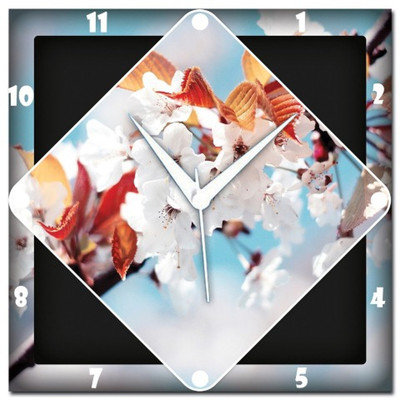 72% OFF on Amore White Cherry Blossom Analog Wall Clock Multicolor