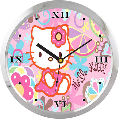 31% OFF on Shopping Monster Cute Kitty Designer Analog Wall Clock Silver