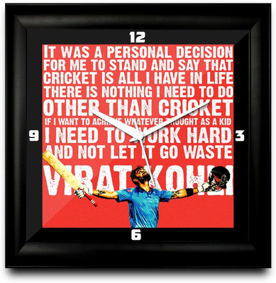 73% OFF on ShopMantra Virat Kohli Quote Square Analog Wall Clock Black