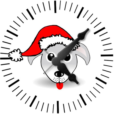 28% OFF on Ellicon 35 Santa Hat Dog Analog Wall Clock White