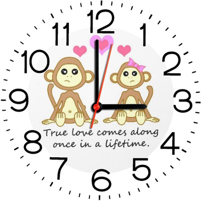 23% OFF on Ellicon B217 Cute Monkey True Love Analog Wall Clock White