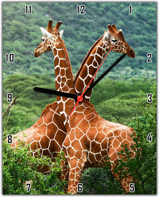 40% OFF on Lovely Collection Giraffe Couple Analog Wall Clock Multicolor